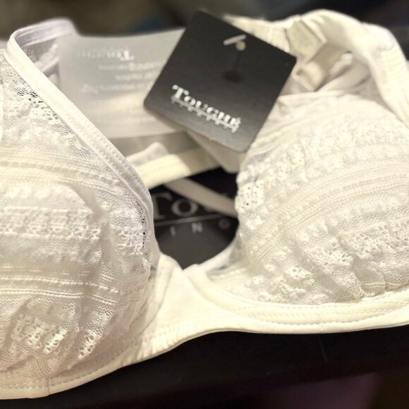 Women Touche Lingerie White Lace Underwire Bra 32C Adjustable Straps Tags Box - Picture 10 of 13